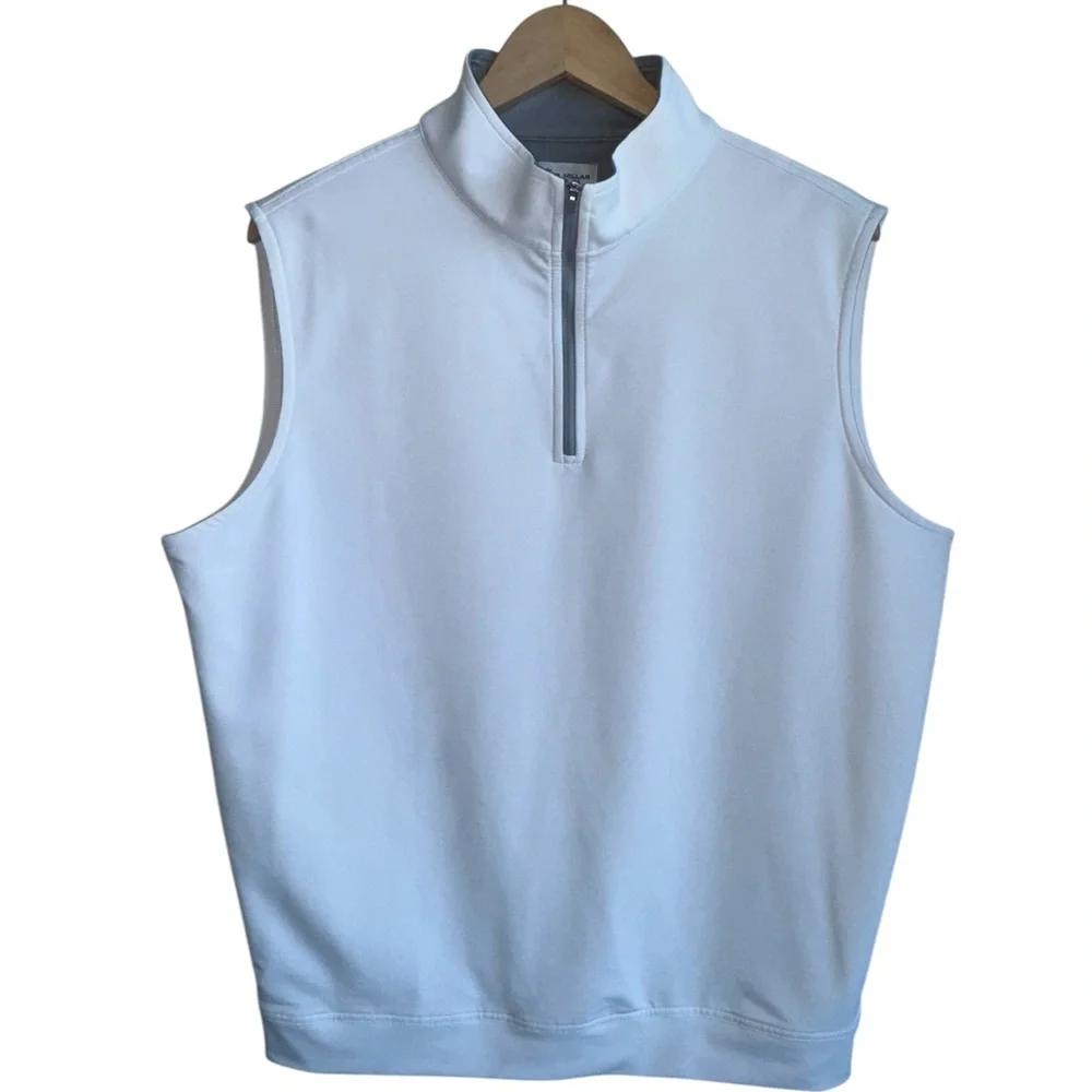 PETER MILLAR Galway Performance Quarter-Zip Vest White 1/4 Zip UPF 50+ Golf | L
